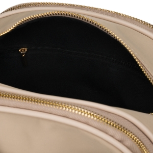 Stylowa nylonowa, beżowa listonoszka damska z sześcioma dodatkowymi kieszeniami - Peterson