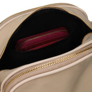 Stylowa nylonowa, beżowa listonoszka damska z sześcioma dodatkowymi kieszeniami - Peterson