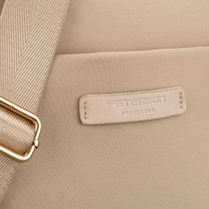Stylowa nylonowa, beżowa listonoszka damska z sześcioma dodatkowymi kieszeniami - Peterson