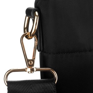 Miejska czarna, duża shopperka damska z nylonu, mieszcząca format A4 i zamykana klipsem magnetycznym - Peterson