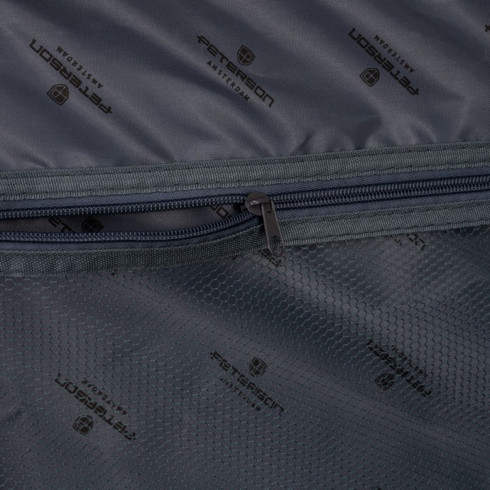 Beżowa walizka z polipropylenu z wysuwaną, teleskopową rączką i zamkiem szyfrowanym - Peterson