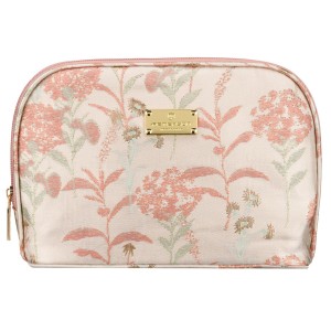 Kosmetyczka podróżna z materiału syntetycznego w różowo-beżowym kolorze zdobiona kwiatami - Peterson