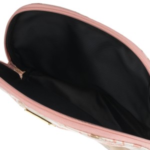 Kosmetyczka podróżna z materiału syntetycznego w różowo-beżowym kolorze zdobiona kwiatami - Peterson