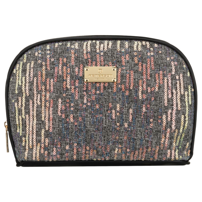 Czarna kosmetyczka z materiału syntetycznego, jednokomorowa i zamykana suwakiem - Peterson