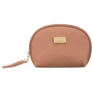 Kosmetyczka z materiału syntetycznego w beżowym kolorze, jednokomorowa zamykana suwakiem - Peterson