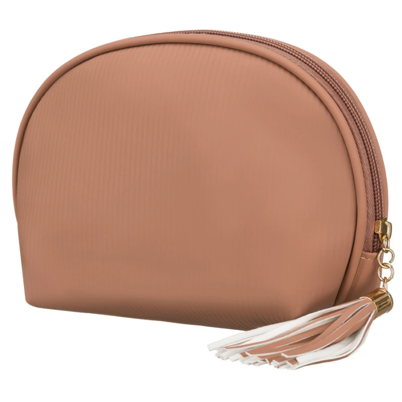 Kosmetyczka z materiału syntetycznego w beżowym kolorze, jednokomorowa zamykana suwakiem - Peterson