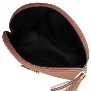 Kosmetyczka z materiału syntetycznego w beżowym kolorze, jednokomorowa zamykana suwakiem - Peterson