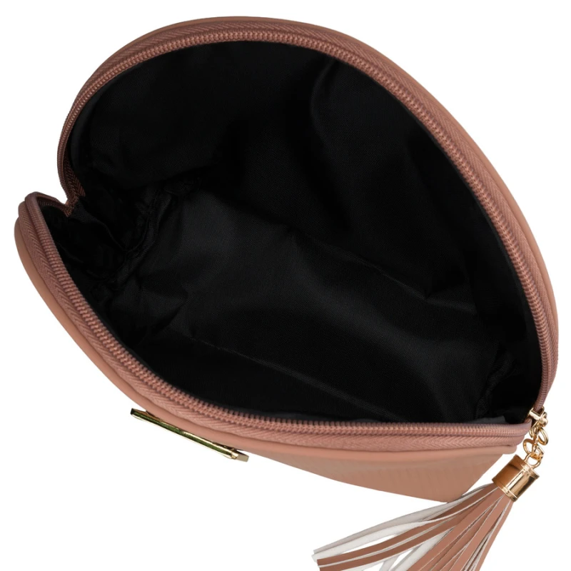 Kosmetyczka z materiału syntetycznego w beżowym kolorze, jednokomorowa zamykana suwakiem - Peterson