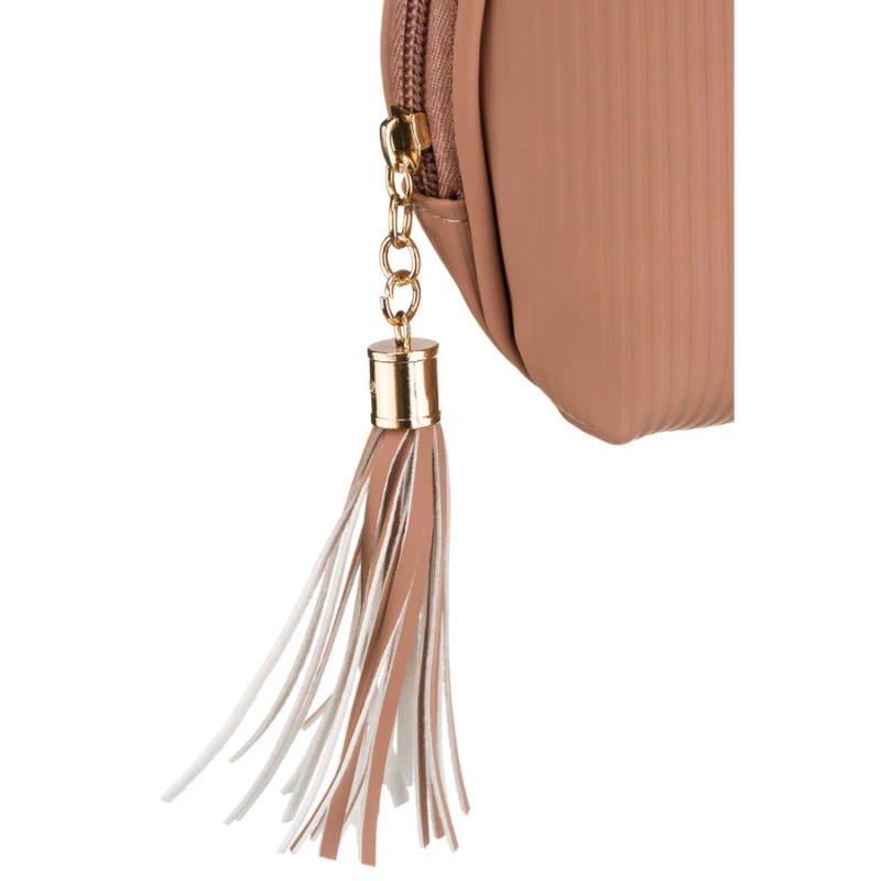 Kosmetyczka z materiału syntetycznego w beżowym kolorze, jednokomorowa zamykana suwakiem - Peterson