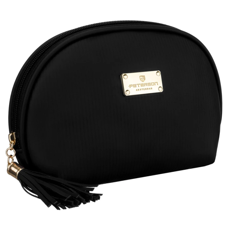 Czarna kosmetyczka z materiału syntetycznego zamykana suwakiem - Peterson