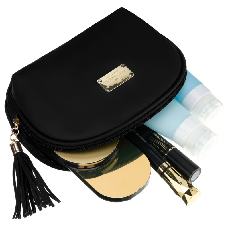 Czarna kosmetyczka z materiału syntetycznego zamykana suwakiem - Peterson