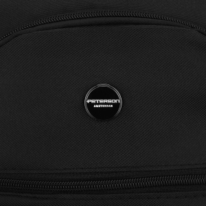 Podróżny plecak z poliestru w czarnym kolorze, dwukomorowy i idealny na bagaż podręczny - Peterson