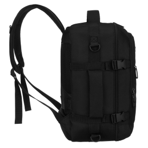 Podróżny plecak z poliestru w czarnym kolorze, dwukomorowy i idealny na bagaż podręczny - Peterson