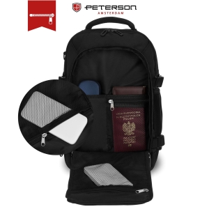 Czarny, podróżny plecak idealny na bagaż podręczny - Peterson