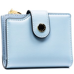 Średni portfel damski ze skóry ekologicznej w niebieskim kolorze, mieści dowód rejestracyjny - Peterson