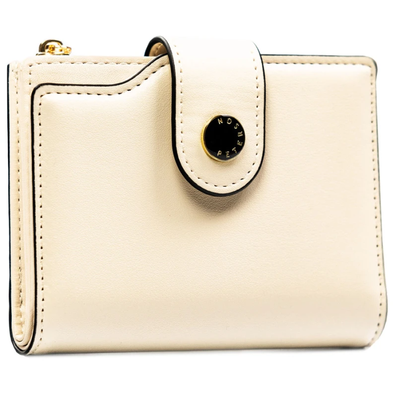 Średni portfel damski ze skóry ekologicznej w beżowym kolorze, mieści dowód rejestracyjny - Peterson