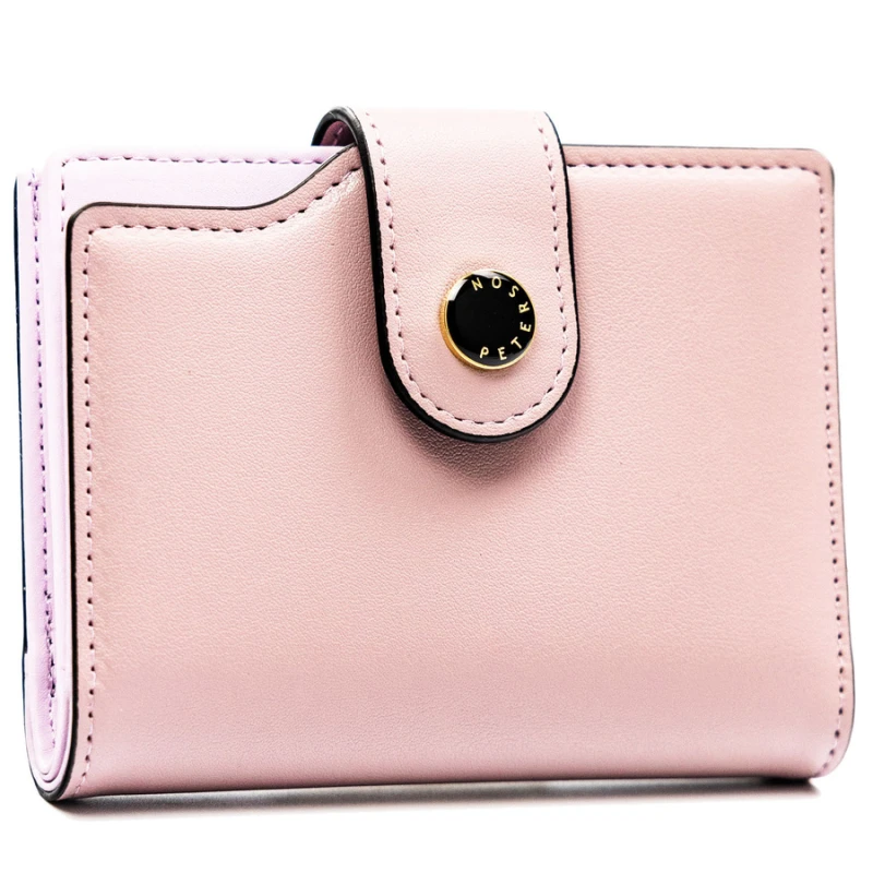 Różowy portfel damski ze skóry ekologicznej z systemem RFID - Peterson