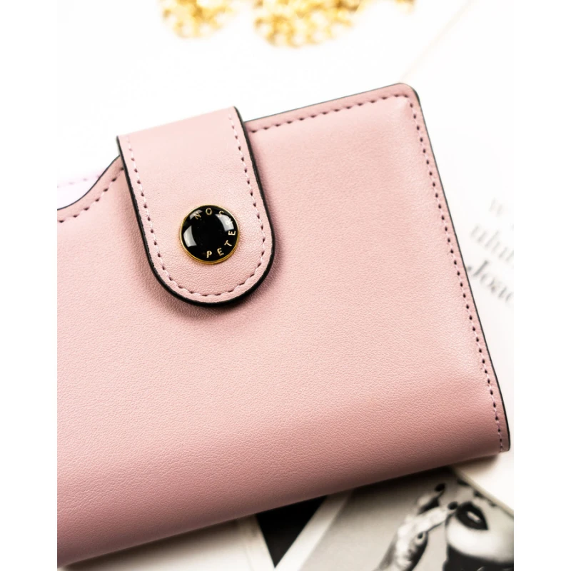 Różowy portfel damski ze skóry ekologicznej z systemem RFID - Peterson