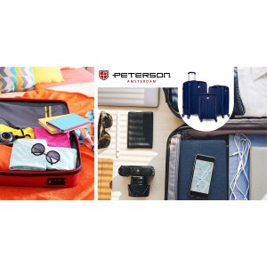 Zestaw walizek podróżnych z tworzywa ABS w granatowym kolorze - Peterson