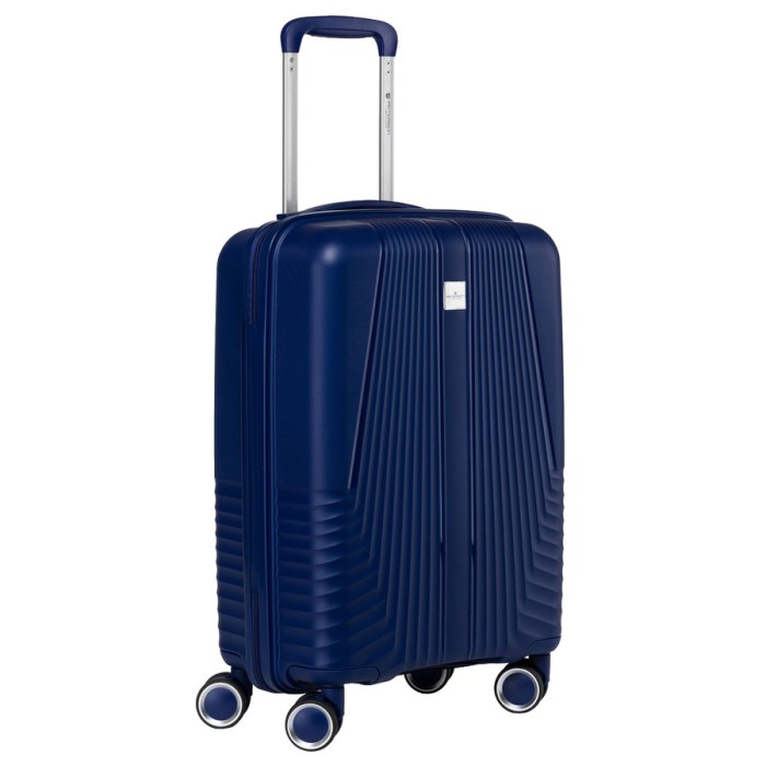 Granatowa walizka kabinowa Peterson z ABS, 40L – lekka, wodoodporna, z kółkami 360° i zamkiem szyfrowym