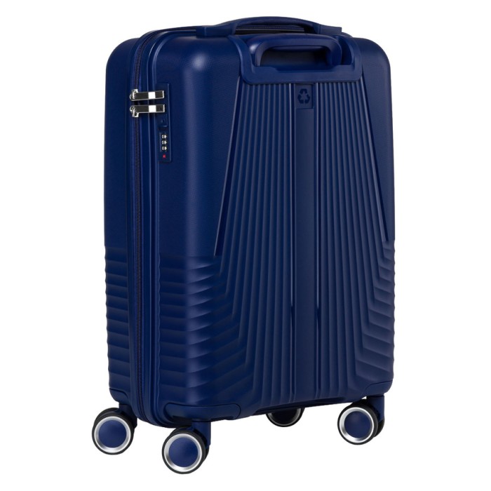 Granatowa walizka kabinowa Peterson z ABS, 40L – lekka, wodoodporna, z kółkami 360° i zamkiem szyfrowym