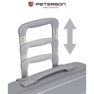 Zestaw walizek podróżnych z tworzywa ABS w szarym kolorze - Peterson