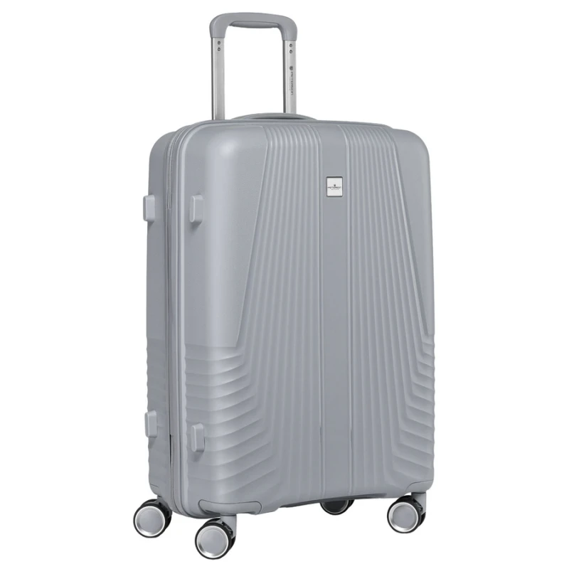 Zestaw walizek podróżnych z tworzywa ABS w szarym kolorze - Peterson