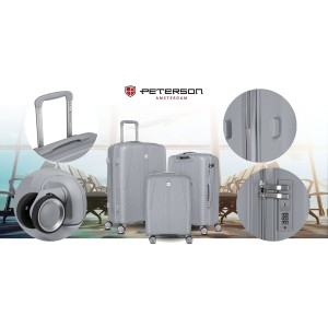 Zestaw walizek podróżnych z tworzywa ABS w szarym kolorze - Peterson