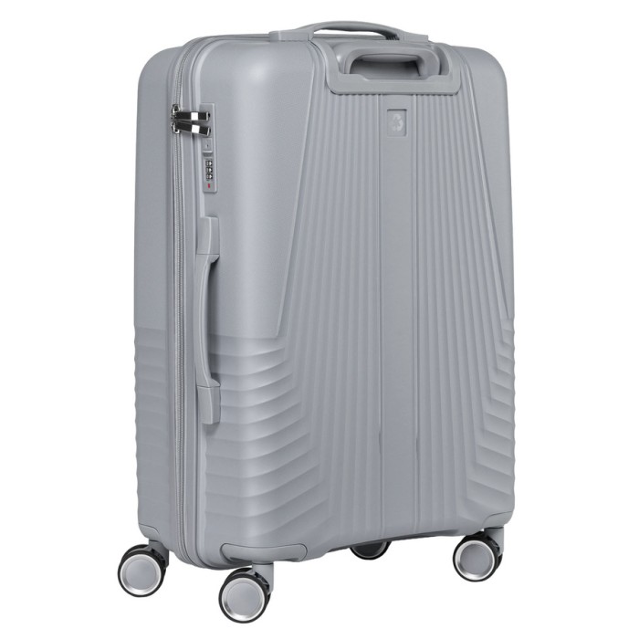 Duża walizka podróżna w szarym kolorze z wodoodporną skorupą - Peterson