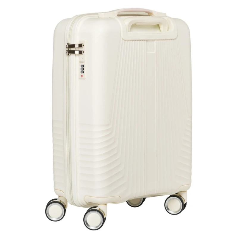 Mała kabinowa, beżowa walizka podróżna z teleskopowym uchwytem - Peterson