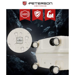 Mała kabinowa, beżowa walizka podróżna z teleskopowym uchwytem - Peterson