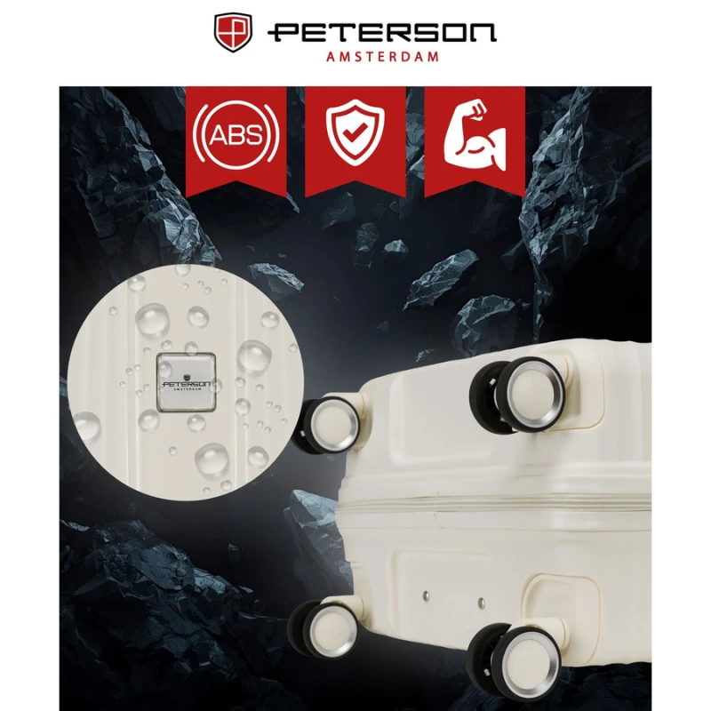 Mała kabinowa, beżowa walizka podróżna z teleskopowym uchwytem - Peterson