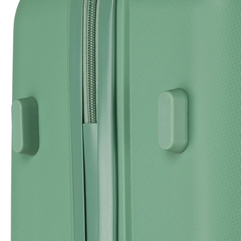 Zielona, średnia walizka podróżna z teleskopowym uchwytem i kółkami obrotowymi - Peterson