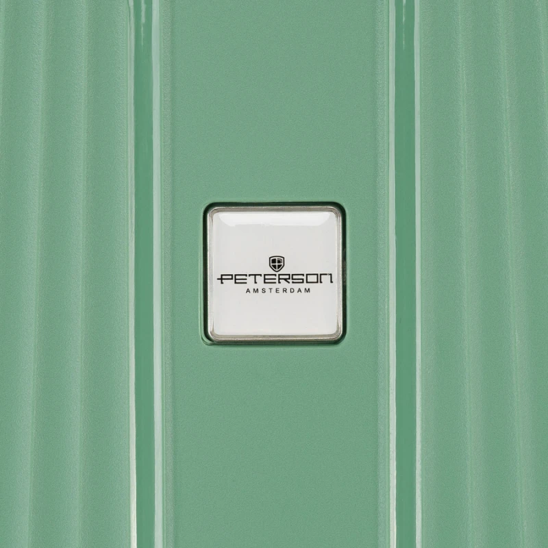 Zielona, średnia walizka podróżna z teleskopowym uchwytem i kółkami obrotowymi - Peterson