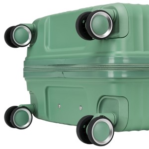 Zielona, średnia walizka podróżna z teleskopowym uchwytem i kółkami obrotowymi - Peterson