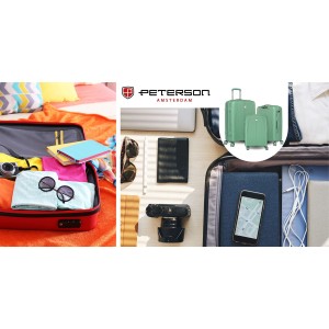 Duża podróżna walizka w zielonym kolorze z wodoodporną skorupą - Peterson