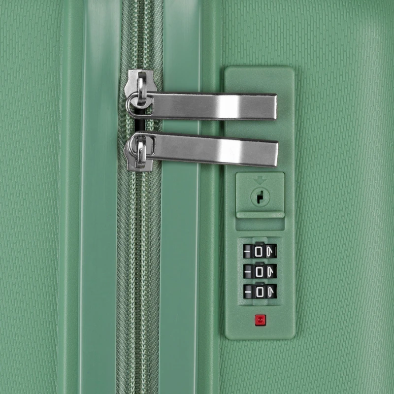 Duża podróżna walizka w zielonym kolorze z wodoodporną skorupą - Peterson