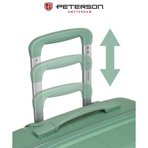 Duża podróżna walizka w zielonym kolorze z wodoodporną skorupą - Peterson