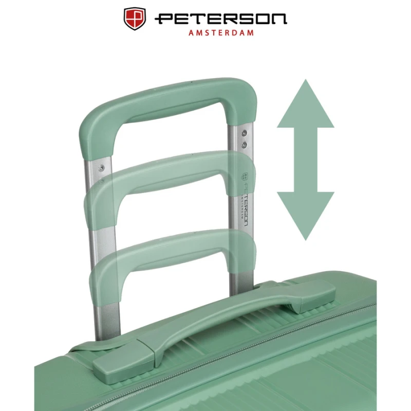 Duża podróżna walizka w zielonym kolorze z wodoodporną skorupą - Peterson