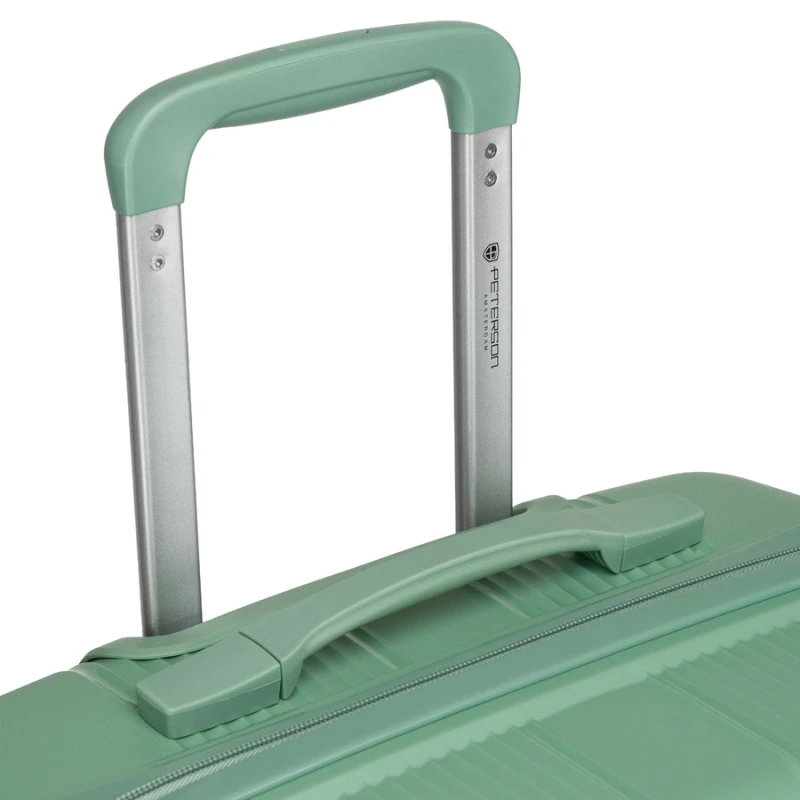 Duża podróżna walizka w zielonym kolorze z wodoodporną skorupą - Peterson