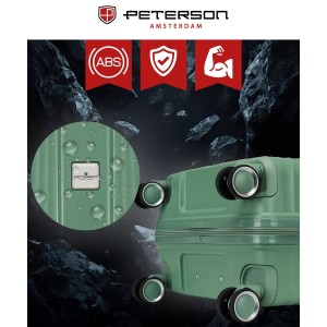 Duża podróżna walizka w zielonym kolorze z wodoodporną skorupą - Peterson