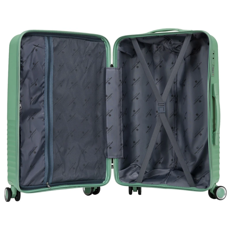 Duża podróżna walizka w zielonym kolorze z wodoodporną skorupą - Peterson