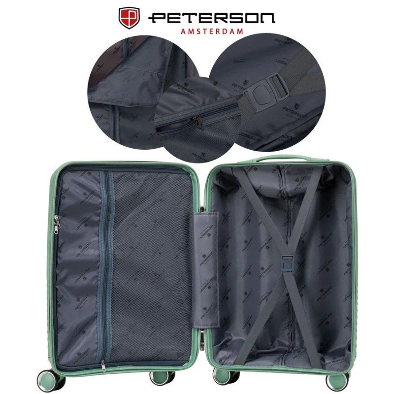 Zestaw walizek podróżnych Peterson z trwałego tworzywa ABS w zielonym kolorze