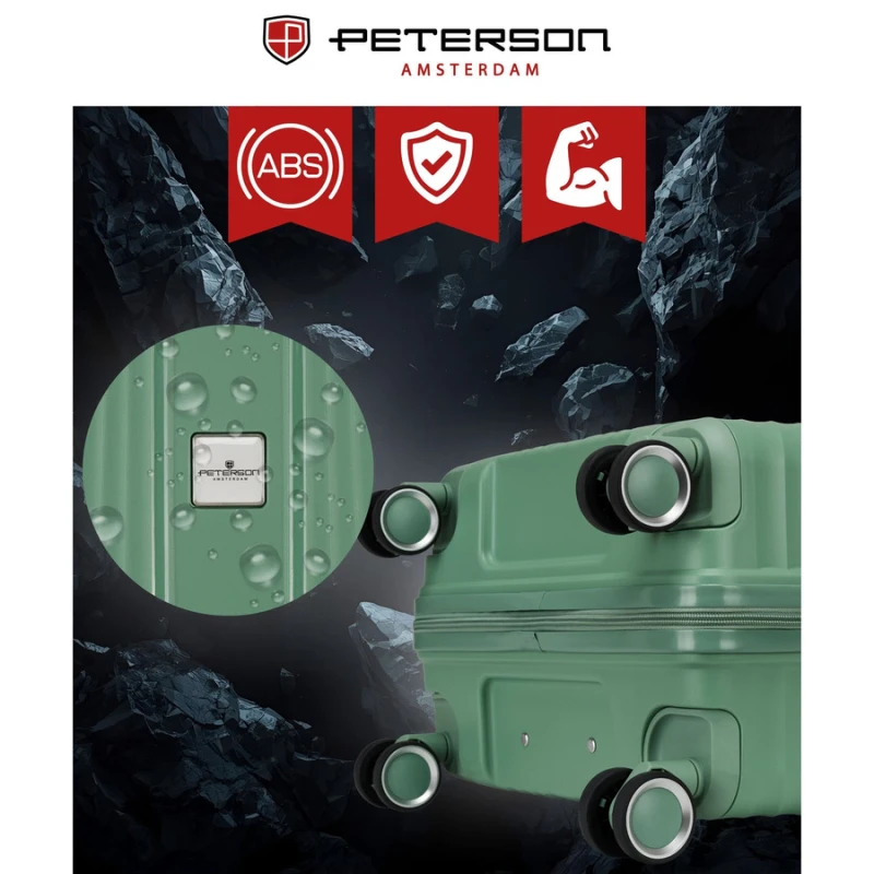 Zielony zestaw walizek podróżnych z tworzywa ABS - Peterson