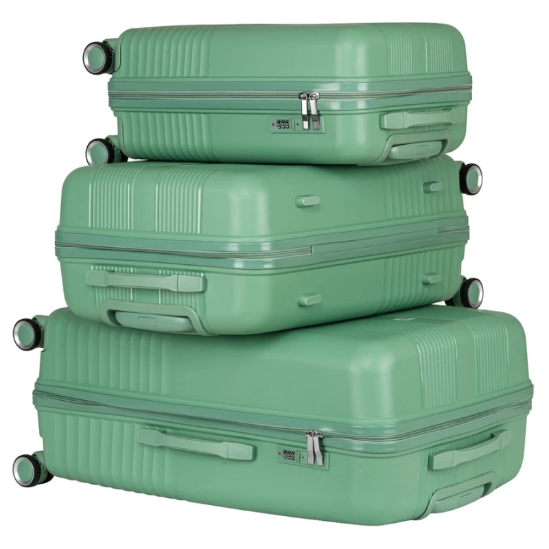 Zielony zestaw walizek podróżnych z tworzywa ABS - Peterson