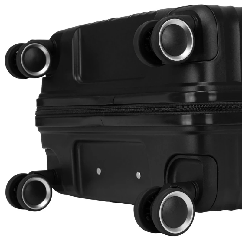 Zestaw podróżnych walizek  z tworzywa ABS w czarnym kolorze - Peterson