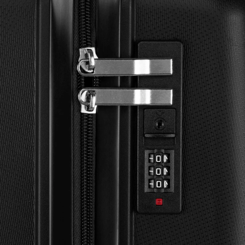 Zestaw podróżnych walizek  z tworzywa ABS w czarnym kolorze - Peterson