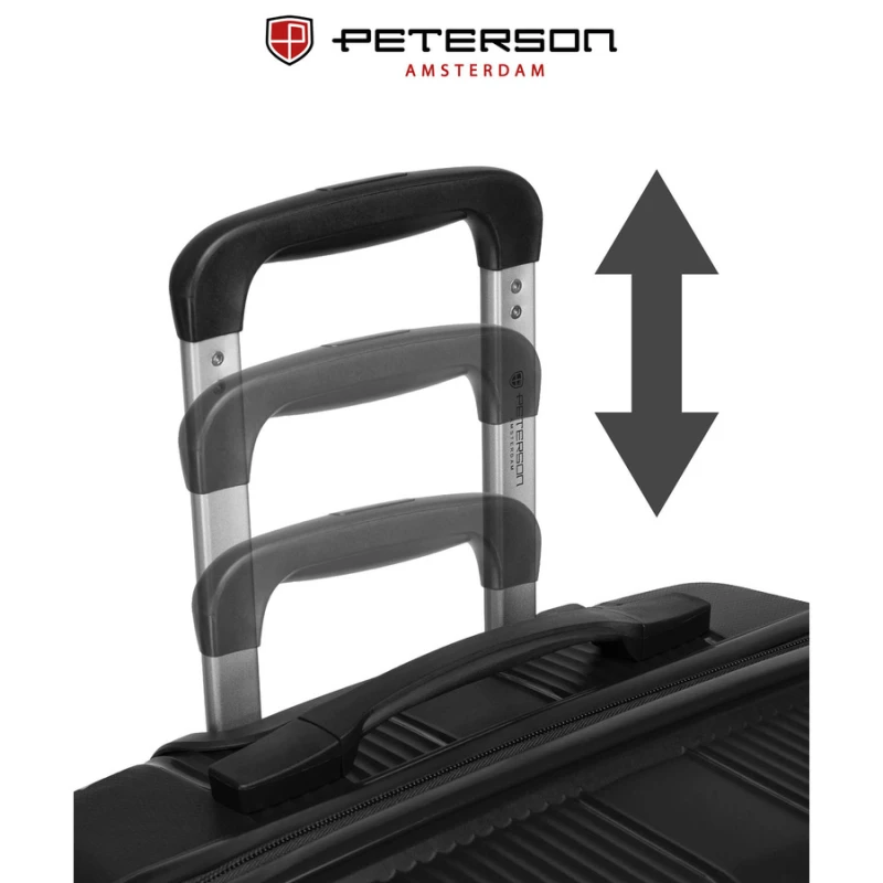 Zestaw podróżnych walizek  z tworzywa ABS w czarnym kolorze - Peterson