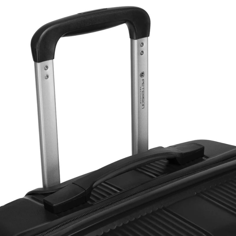 Zestaw podróżnych walizek  z tworzywa ABS w czarnym kolorze - Peterson