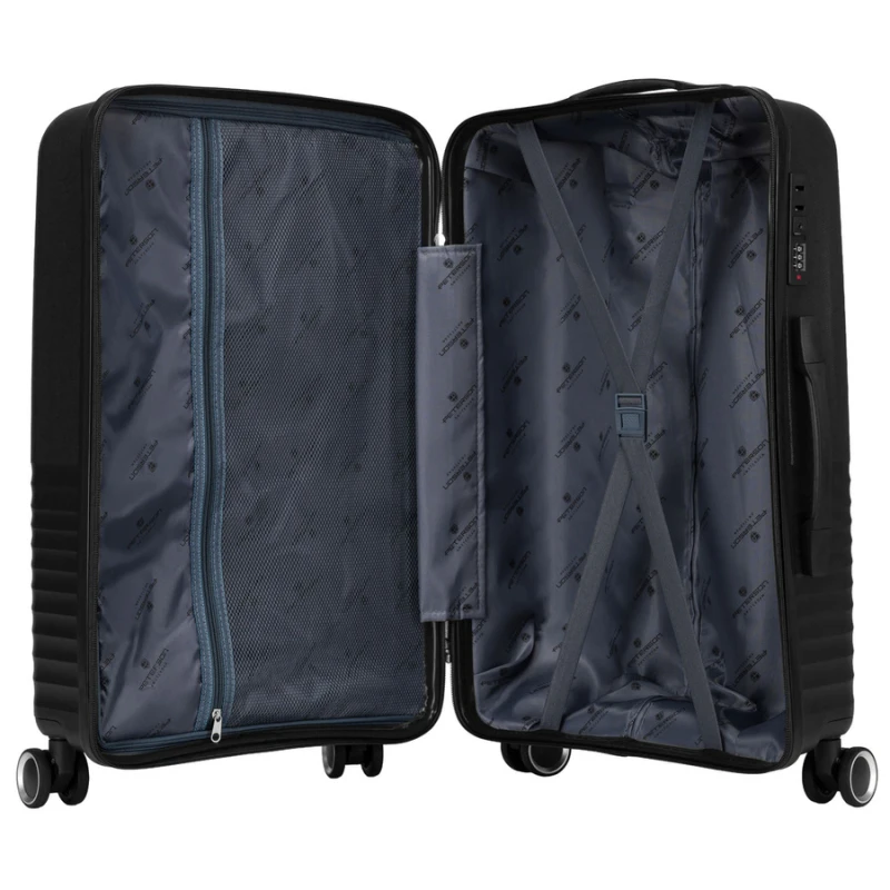 Zestaw podróżnych walizek  z tworzywa ABS w czarnym kolorze - Peterson